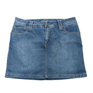 ST. JOHNS BAY Denim Mini Skirt Stretchy Blue Jean Skorts Size 12